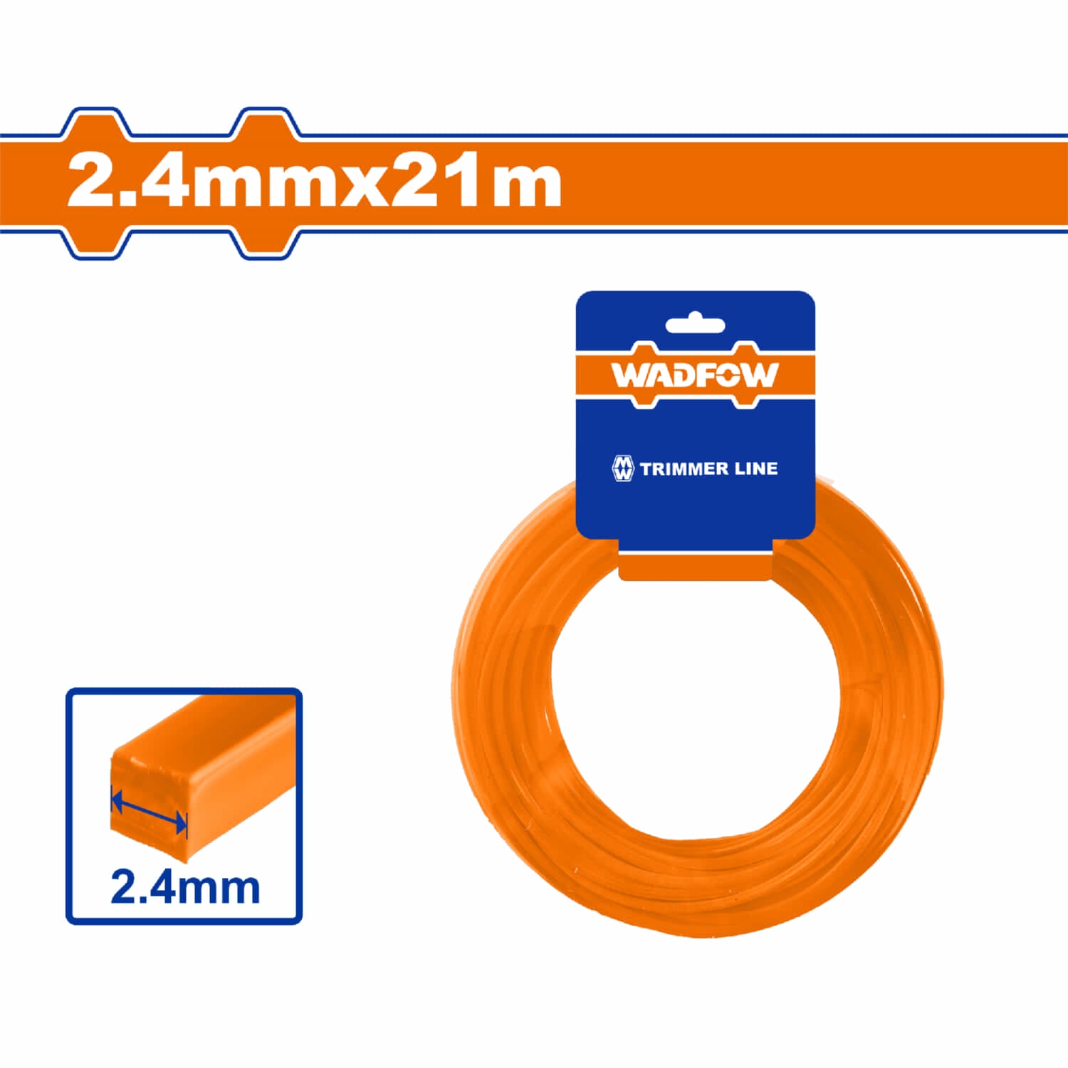 Nylon cuadrado para desmalezadora (guira). 2.4 mm. 21m