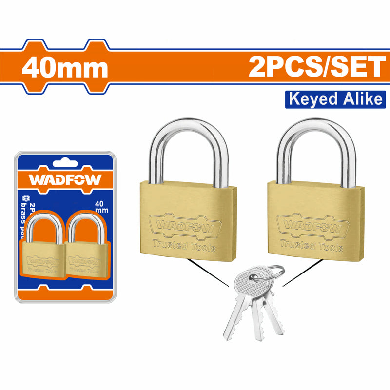 Candados de latón de 40mm con juego de llaves. Incluye 2 candados y un juego de 3 llaves único.