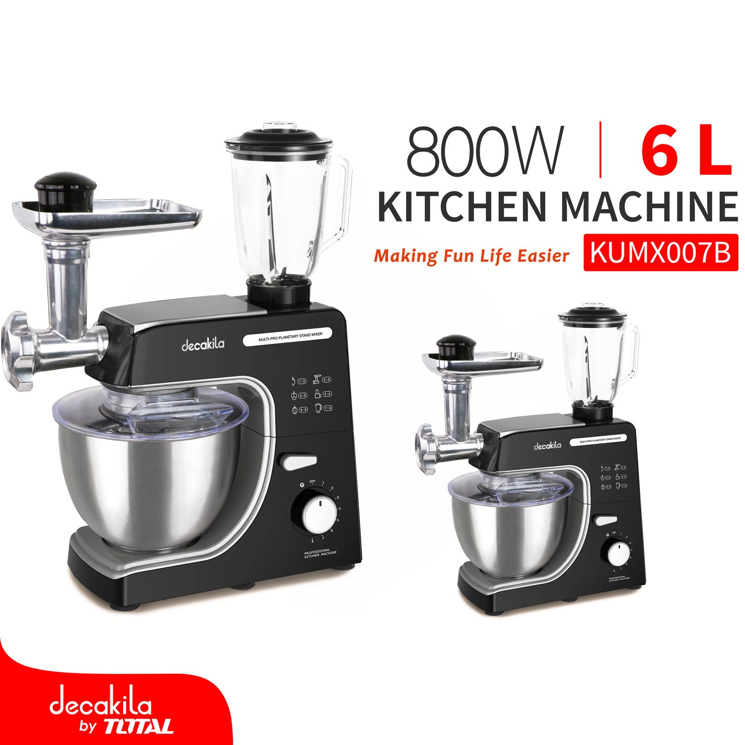 Batidora multifuncional moledor, amasadora , licuadora , picatodo, embutidor salchichas Motor 800W