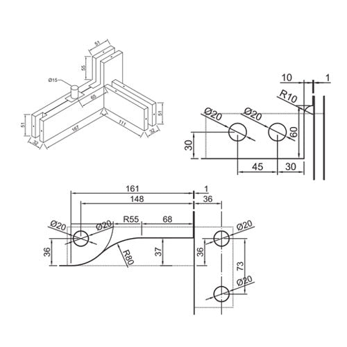 SOPORTE SUPERIOR CON ALETA SATINADO (DERECHO E IZQUIERDO).(SE VENDE EN PAR)