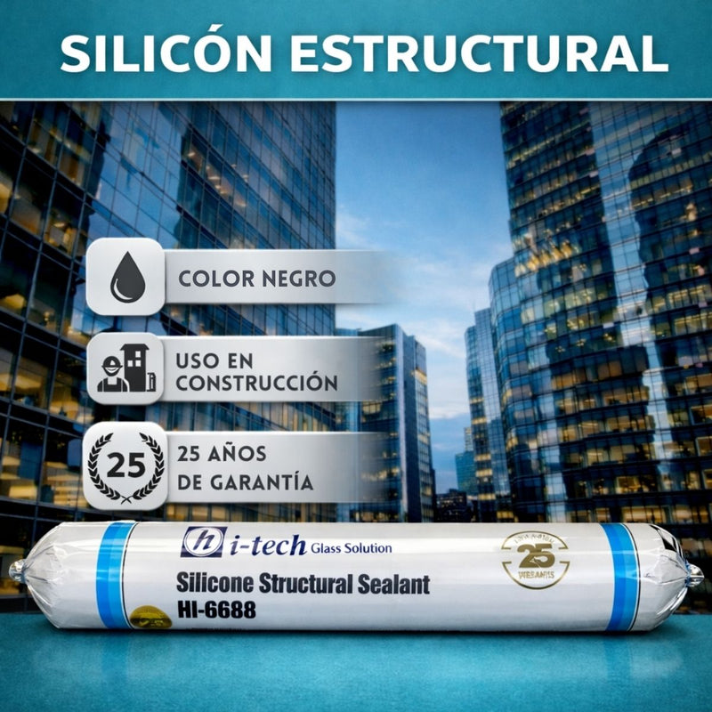 Silicon estructural color negro salchichas 600ml. 25 años de garantia (unidad 1 pza)