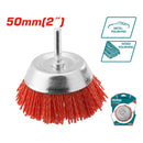 Cepillo de nylon de copa circular para taladro con vástago de 50mm.