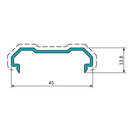Tapa Final Sin Felpa Marco 45 mm. Espesor 1.4 mm. Largo 5.85 mts. Acabado Anodizado Bronze 15 Micron