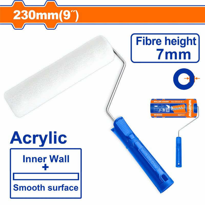 Rodillo para pintar 9" Paredes internas. Altura de la fibra:7mm. Acrílico.