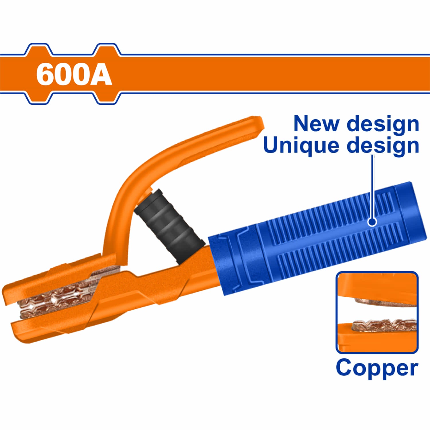 Pinza Porta Electrodo Corriente Nominal 600A. Long.250mm. Ideal para máquina de soldar MMA