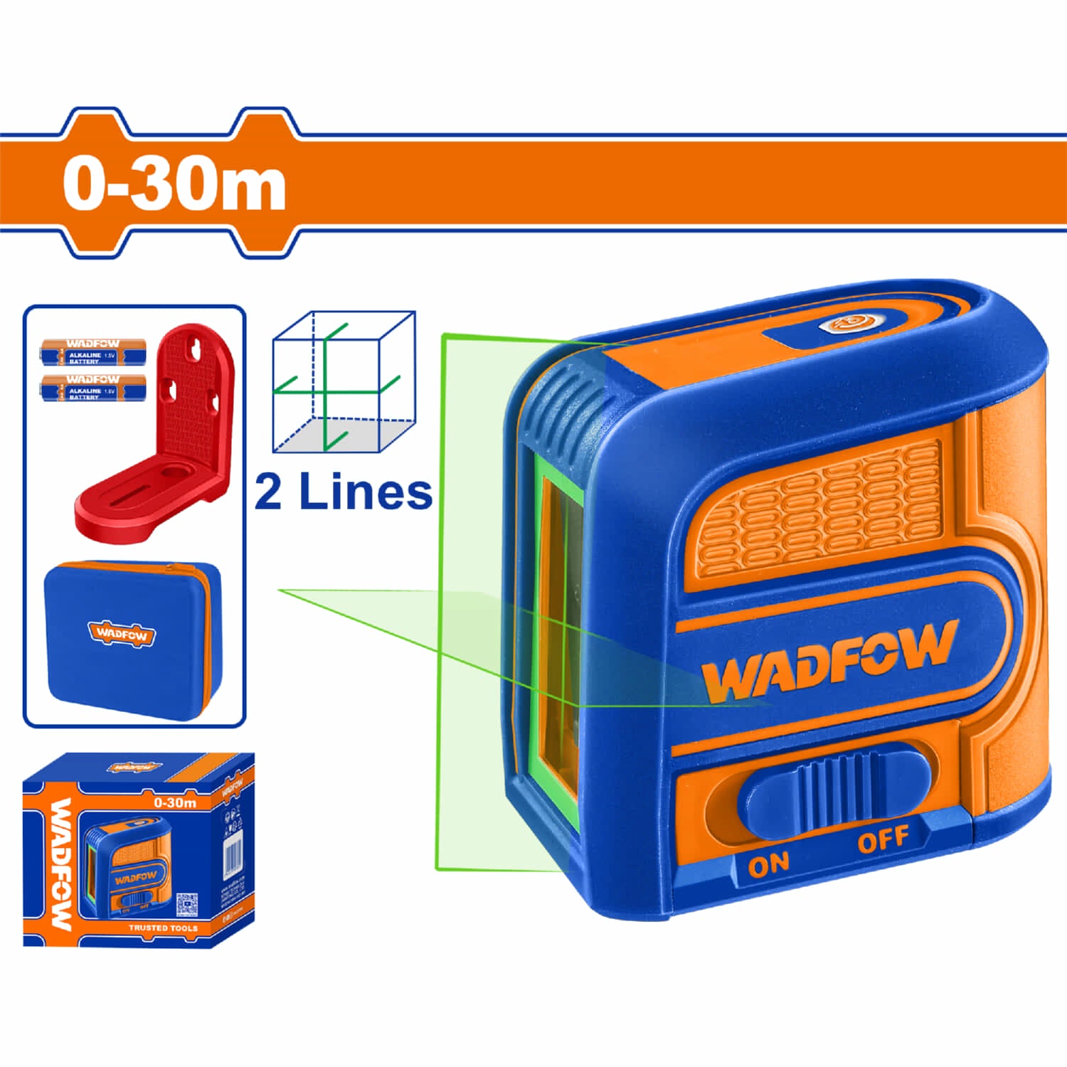 Nivel Laser de línea autonivelante Verde. Rango de trabajo:0-30m. Precisión de línea: ±2mm a 5m Nivelador.