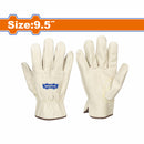 Guantes de Cuero para trabajo pesado. Talla 9.5" (1 par). Ideal trabajos interiores y exteriores.
