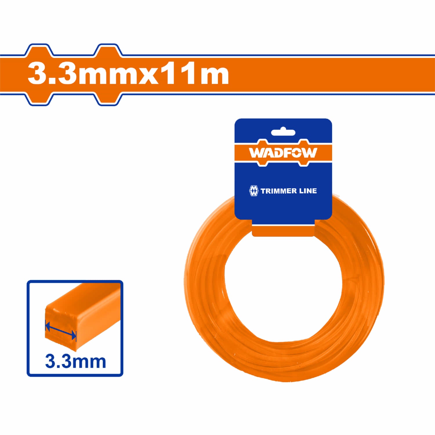 Nylon cuadrado para desmalezadora (guira). 3.3 mm. 11m