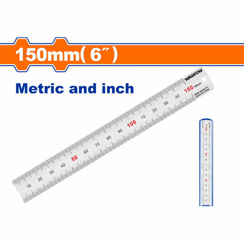 Regla de Acero de 6"  Mide metros y pulgadas.