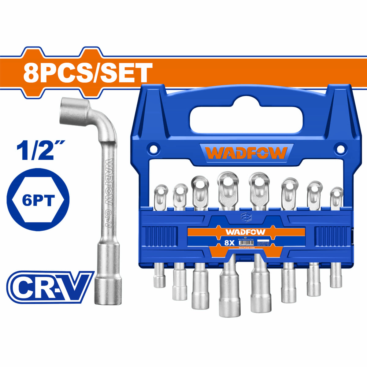 Llaves en L para sockets 1/2" de 6 piezas. Cr-V. Acero Industrial. Tratamiento térmico. (Juego)