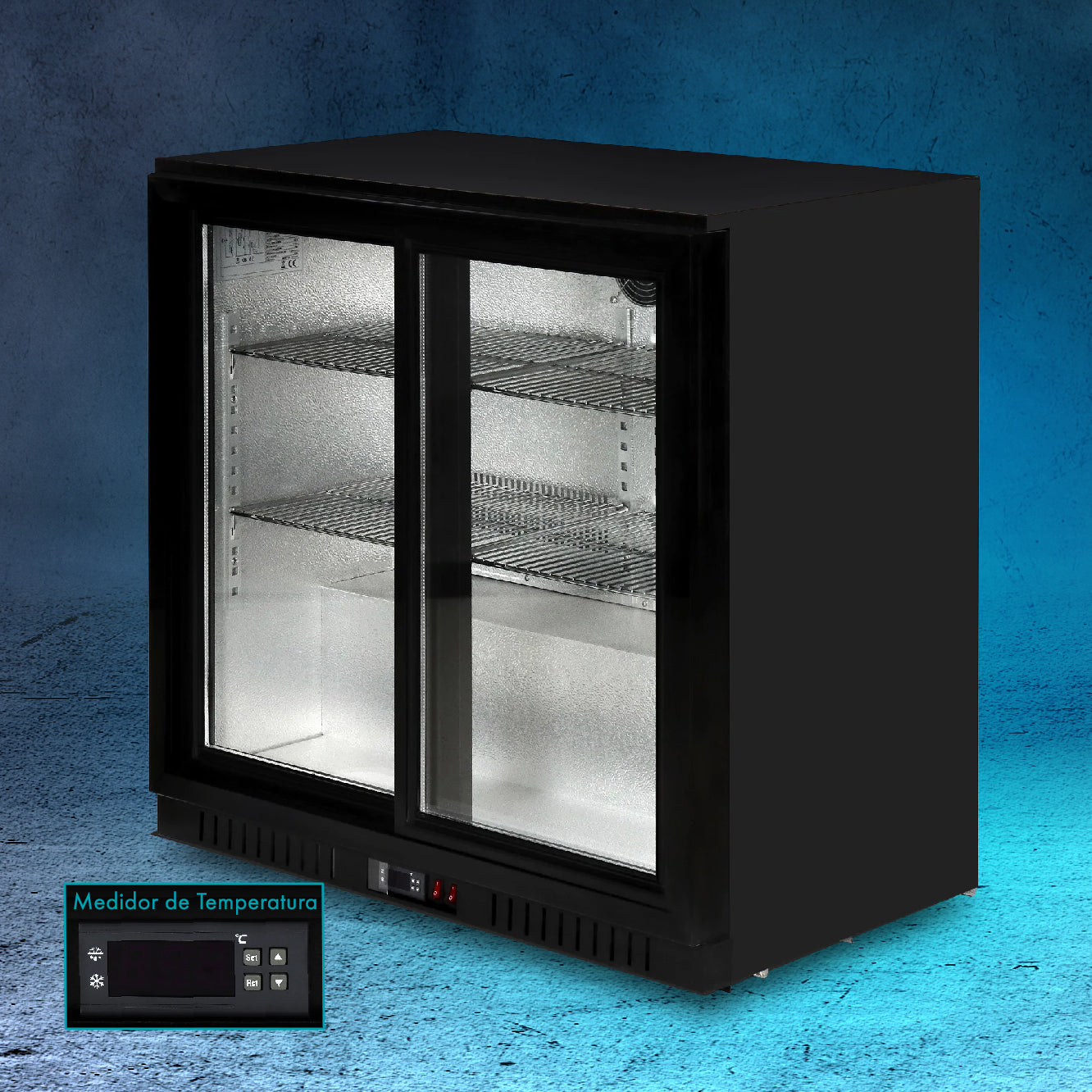 Refrigerador de 2 puertas. Nevera comercial para bar. 900*535*840mm, 190W.