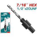 Adaptador para Broca Copa Circular (7/16"Hex) 1/2"x20UNF. 9/16"(14 mm) a 1-3/16"(30 mm)