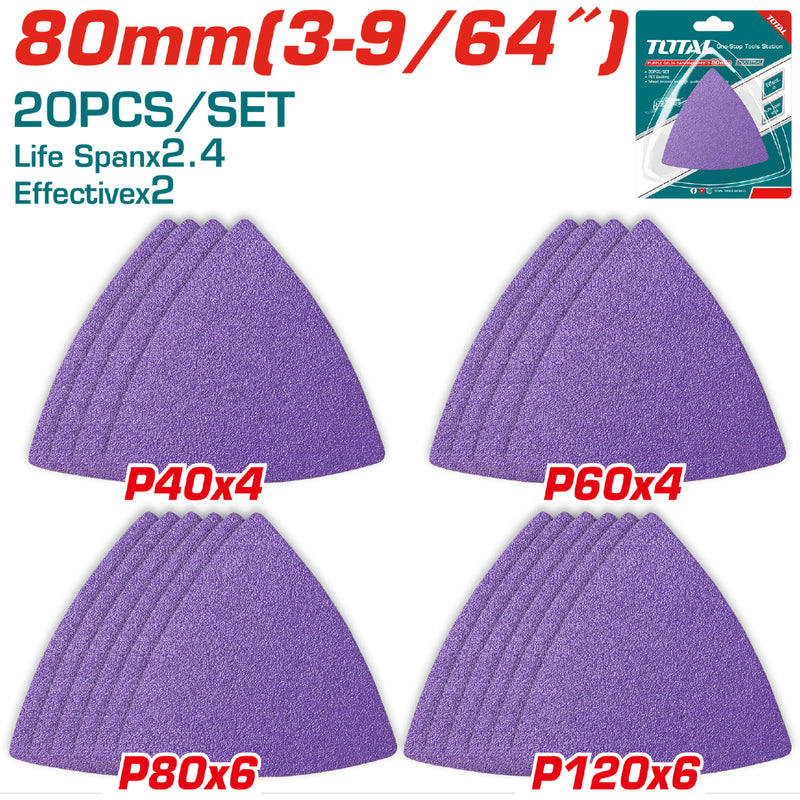 Láminas de lijado delta púrpura. P40x4 P60x4 P80x6 P120x6.