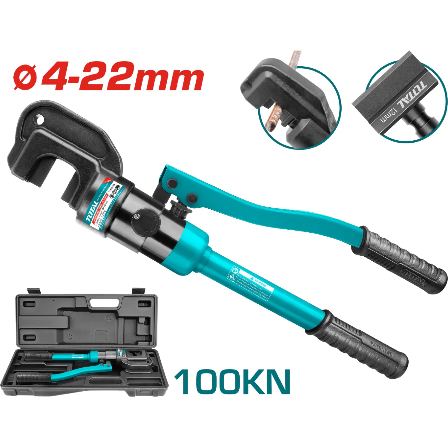 Cortador Hidráulico, Tamaño: 4-22mm; Presión De Trabajo:100 KN, Corte: 24 mm, Longitud 480mm