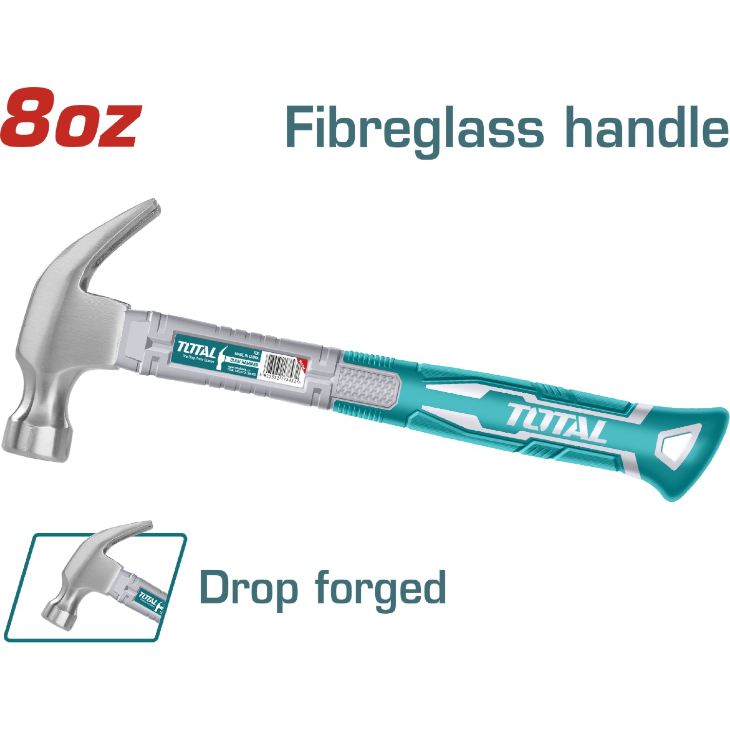 Martillo de orejas, Tratamiento térmico, Acero 45# Mango fibra vidrio 8onz/220g.