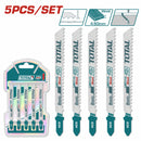 Hojas para sierra caladora tipo T para madera. 74mm. (8 dientes por pulgada) Set de 5