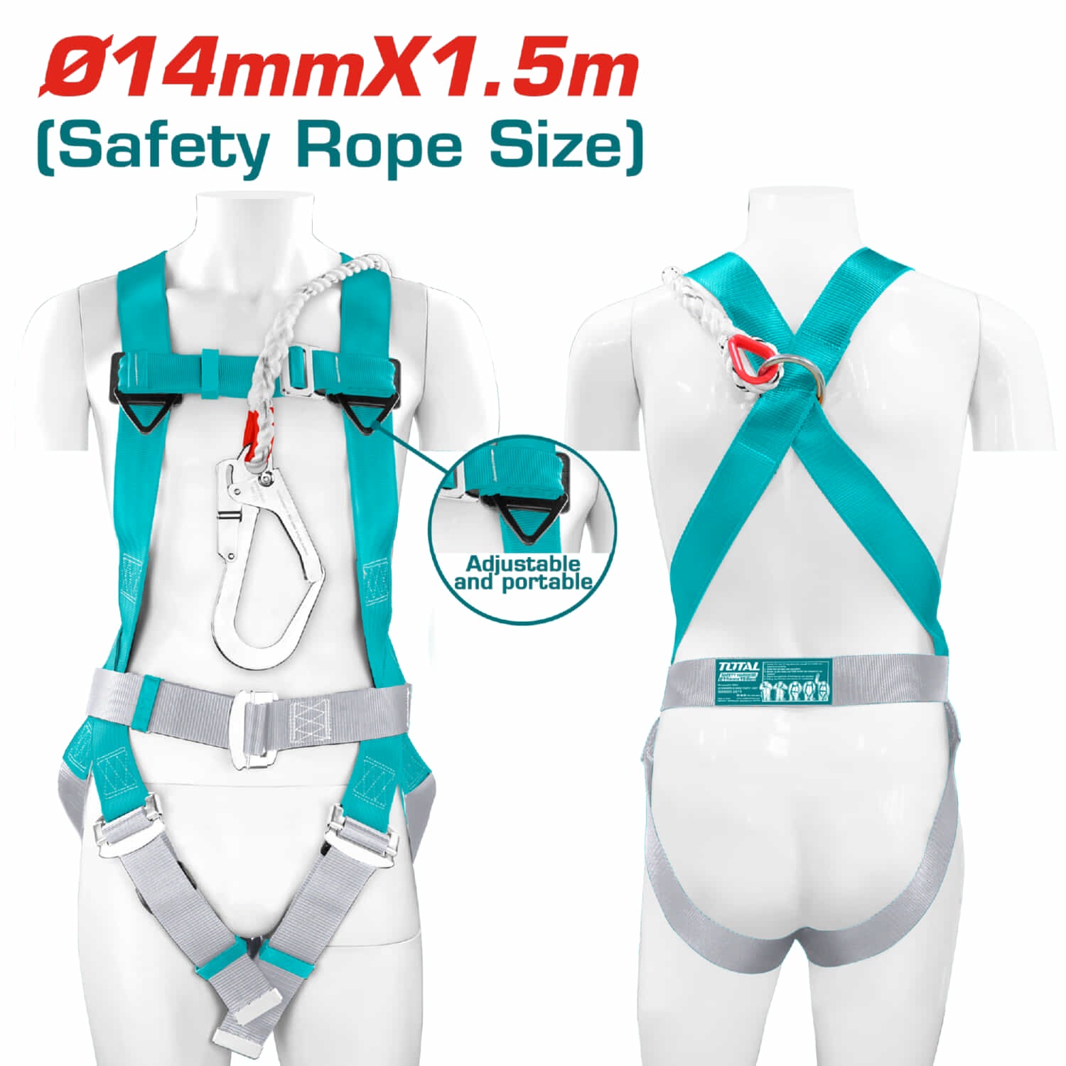 Arnés de Seguridad con 1 punto de fijación y 4 puntos de ajuste. 14mmx1.5mm Poliéster. Anticaídas