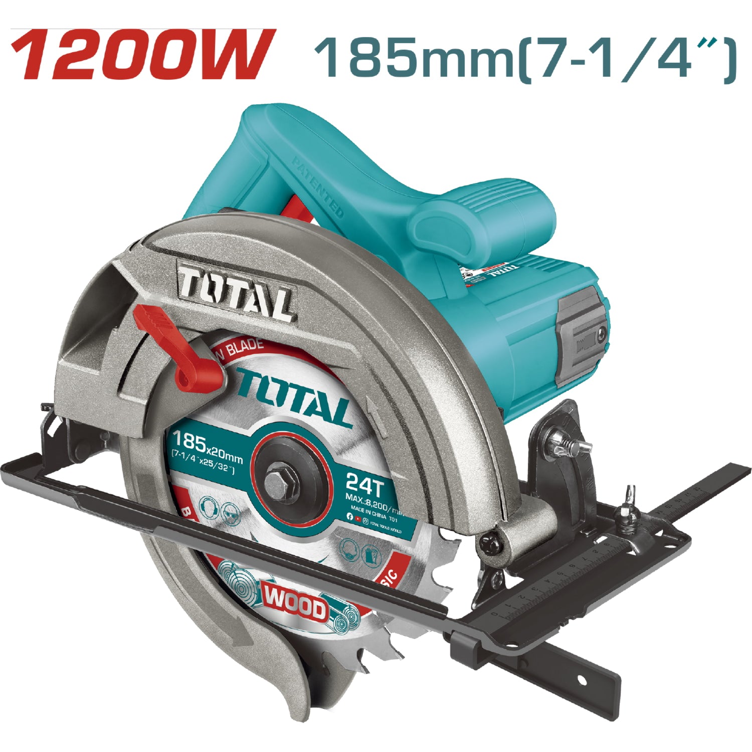 Sierra Circular 7  1/4"  1200W 110-120V~50/60Hz Velocidad sin carga 5000 rpm  Corte ajustable