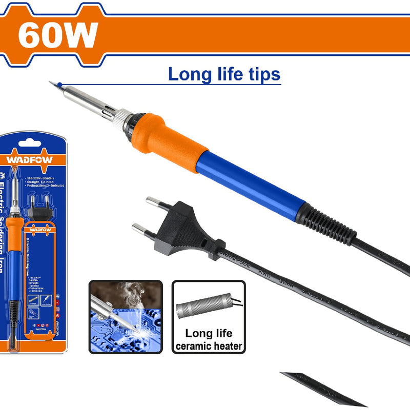 Soldador Cautín de Estaño Eléctrico. 60W. Voltaje 110-120V. Precalentamiento: 1-2minutos.