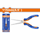 Mini Alicate Punta Aguja 115mm (4.5") Pulido y antióxido. Con mango de plástico.