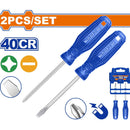 Destornilladores punta Plana 6.5 x 100mm y Estrella 2 x 100mm.Mango redondo.40CR Magnético.(Set)