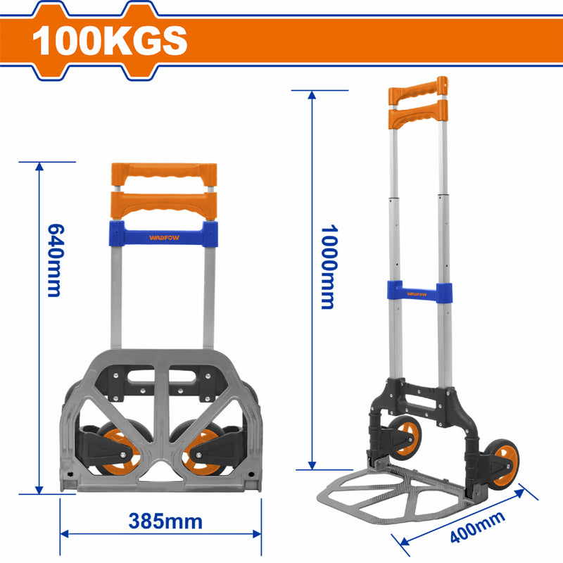 Carretilla de Carga Plegable 100Kgs. Extendido: 400x385x1000mm. Plegado: 60x385x640mm Incluye cuerda elástica. Trolley carga.