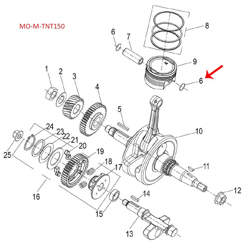 Anillo de seguridad del pin del piston (TNT135 / TNT150)