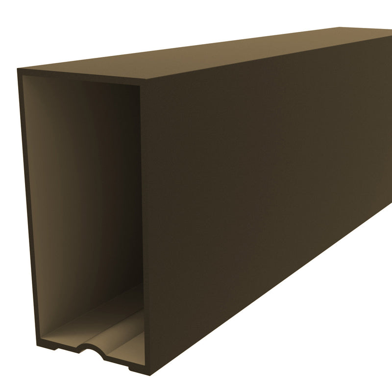 Vertical Muro Cortina Perfil Oculto. Espesor 2.2 mm. Largo 5.85 mts. Acabado Anodizado Bronce 15 Mic