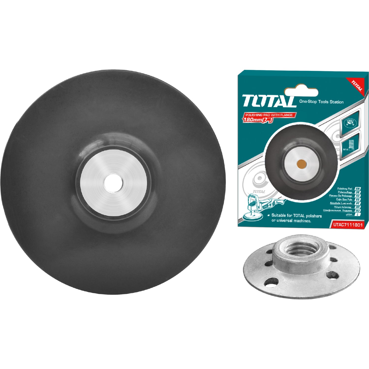 Disco Pad Almohadilla para Pulir con brida de 7". De Caucho ( Goma ). 5/8" - 11 UNC.