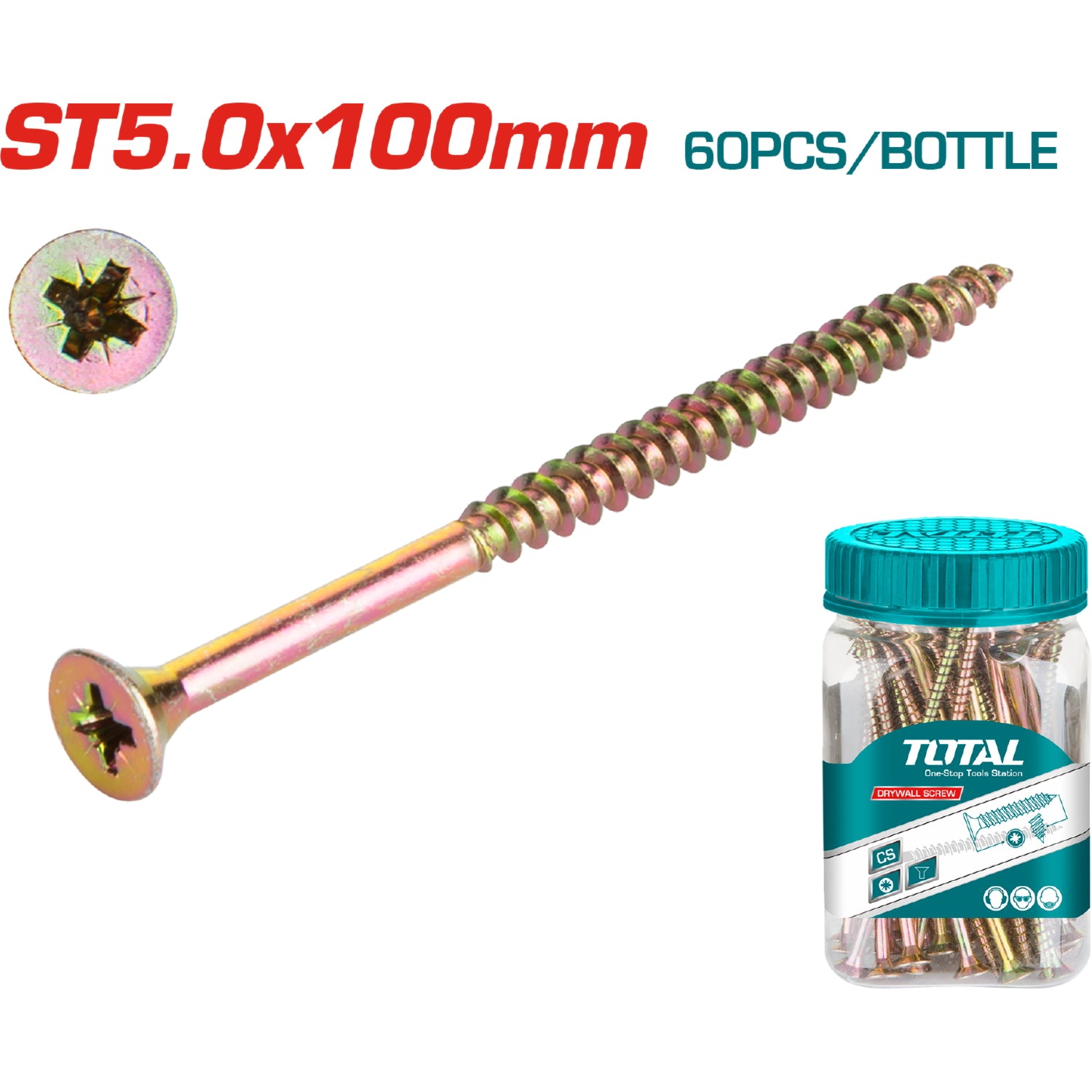 (60 unidades) Tornillo para aglomerado ST5.0x100mm estrella Pozidriv cónica.