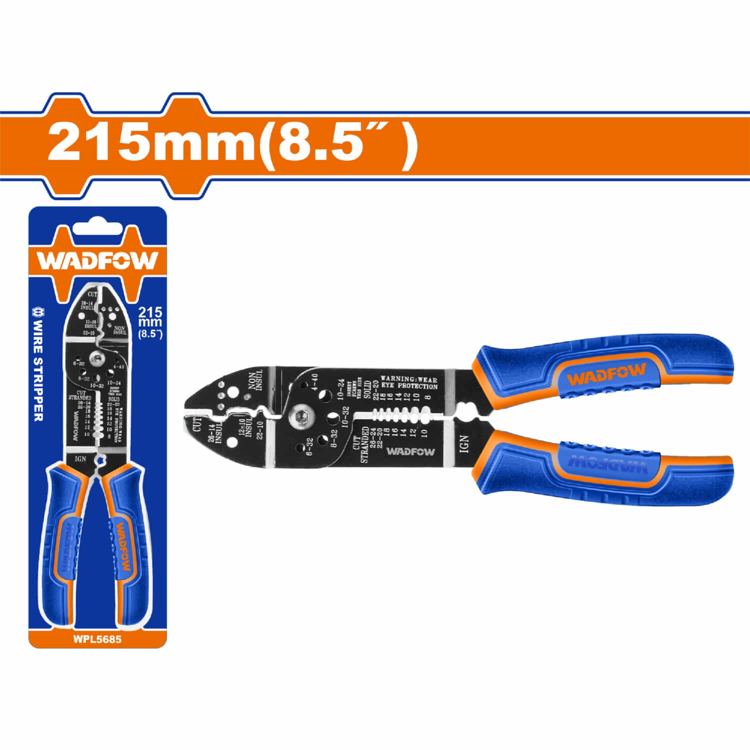 Pinza Pelacables 8.5"(215mm) para cables eléctricos. Pela 7 tipos de alambre y corta tornillos.