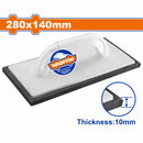 Llana de Goma Fina 280x140mm. Espesor de la goma: 10mm.Para paredes y losas de cemento. Paleta esponja