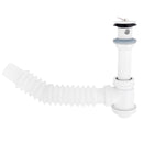 Trampa plástica flexible para lavamanos con desague con tapa y con rebosadero