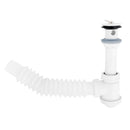 Trampa plástica flexible para lavamanos con desague con tapa y con rebosadero