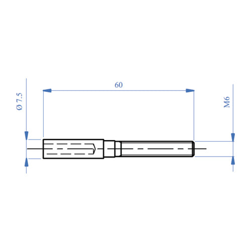 Fiting para cable 5 mm rosca izquierda.