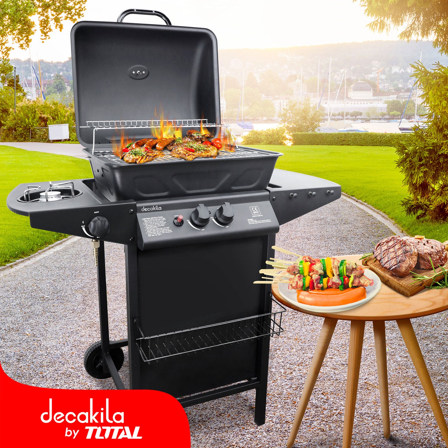 Barbacoa a gas 8KW 2 quemadores + hornilla lateral