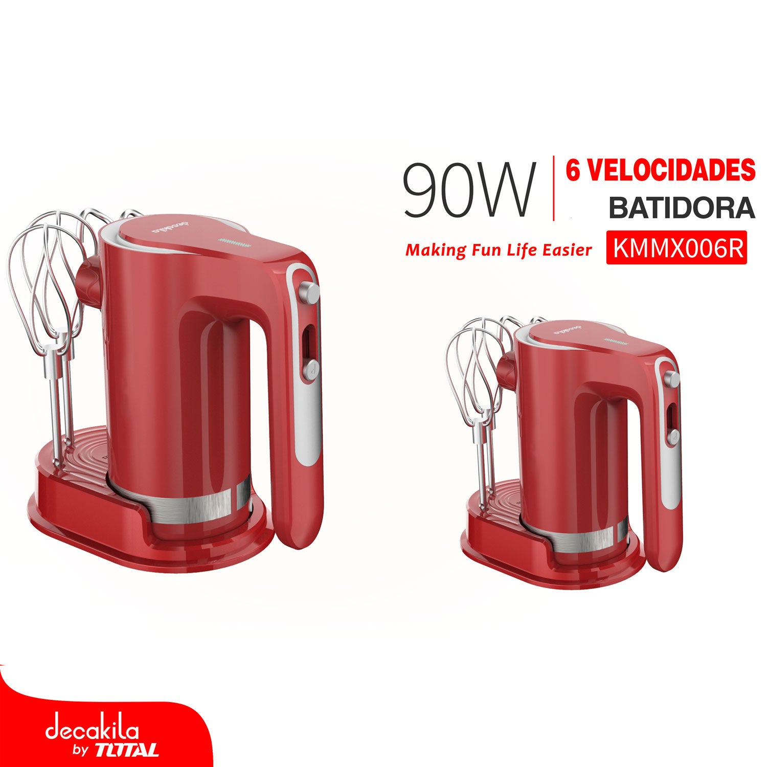 Batidora de mano Inalámbrica 90W. 11.1V. 7 Velocidades. Cable USB. Batería de litio.
