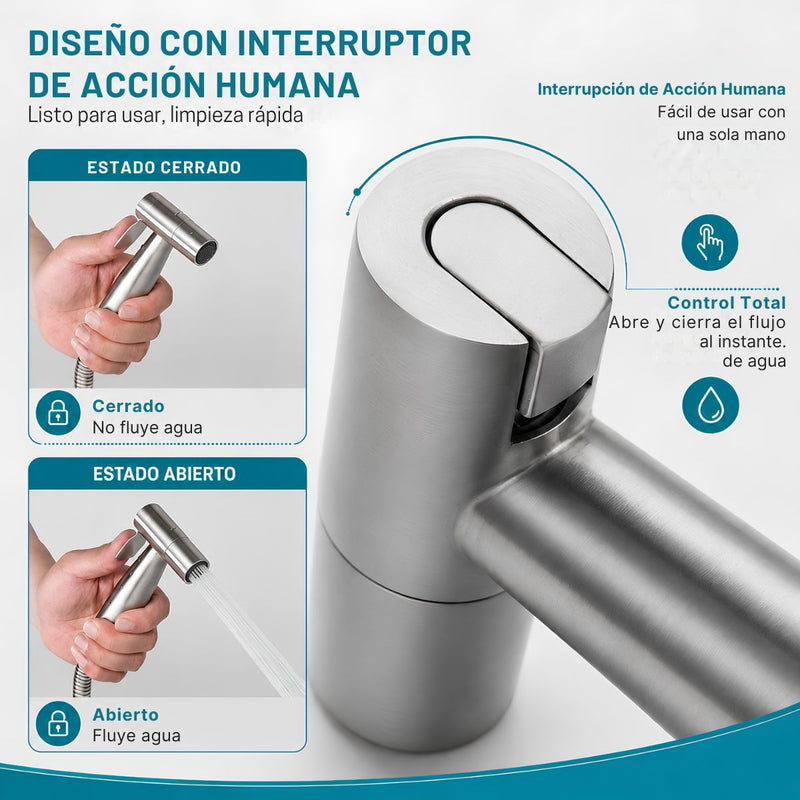 Ducha sanitaria Acero Inoxidable 304 de mano tipo telefono altisima calidad set 4 piezas con accesorios bidet