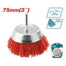 Cepillo de nylon de copa circular para taladro con vástago de 75mm.