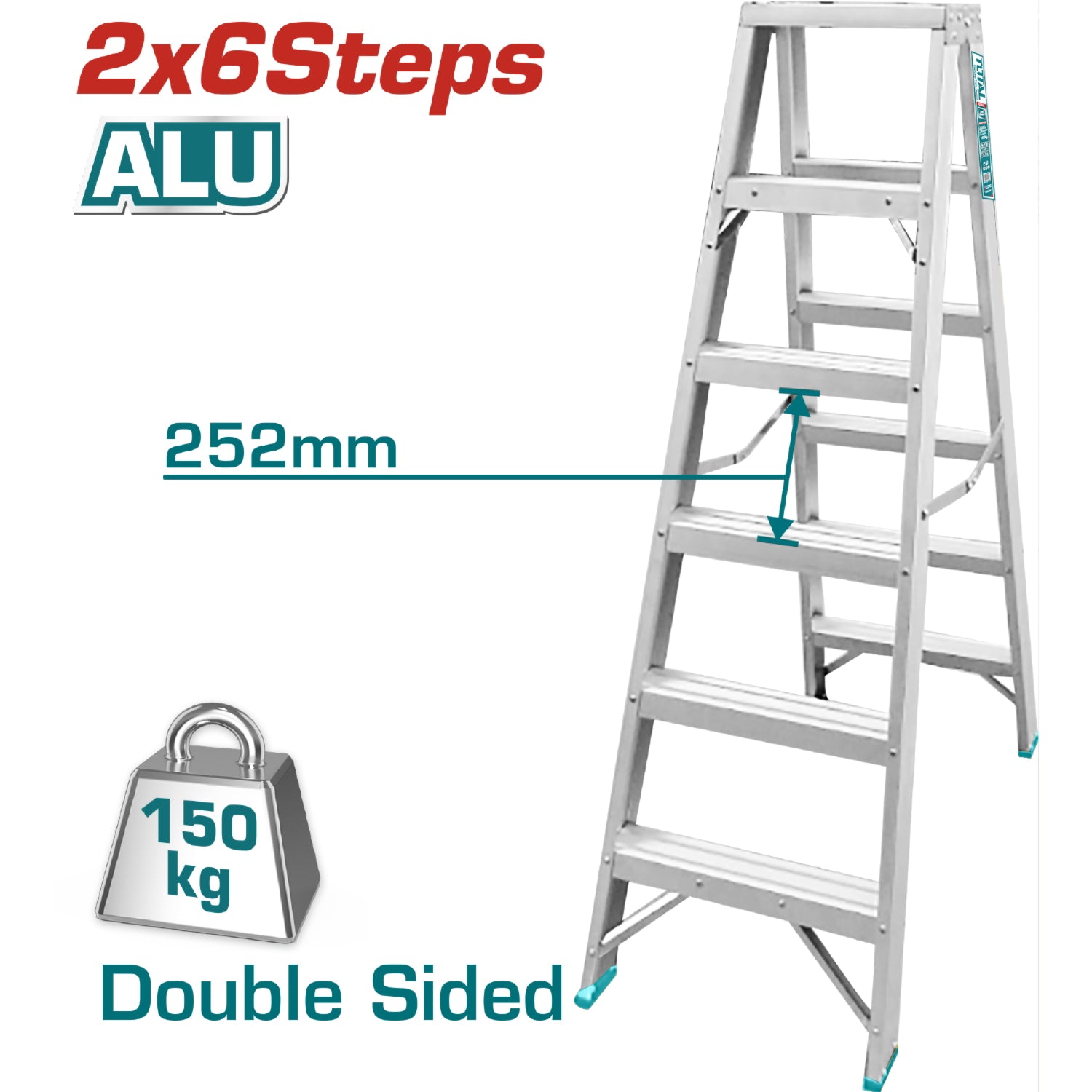 Escalera de tijera aluminio 6 pasos 1,5mts
