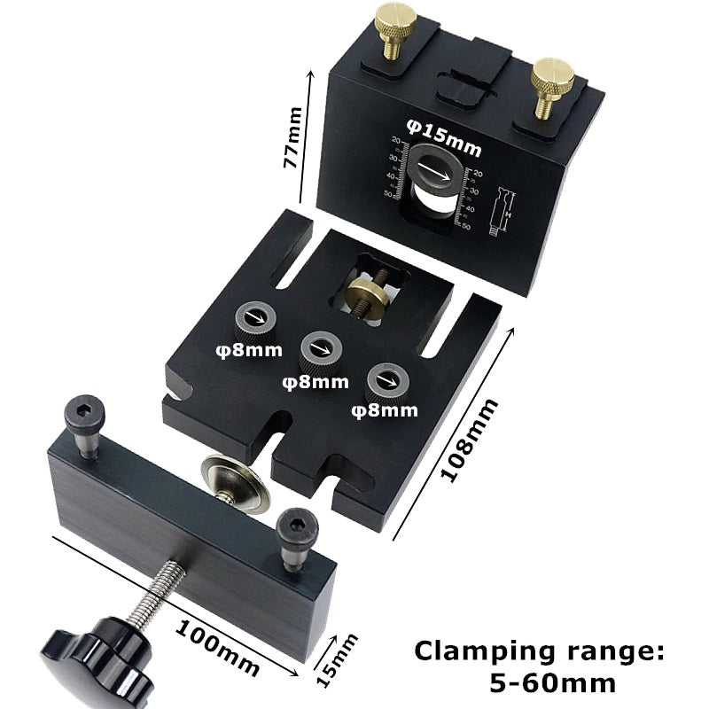 Kit de plantilla guía multifuncional para perforación de agujeros para madera 3 en 1