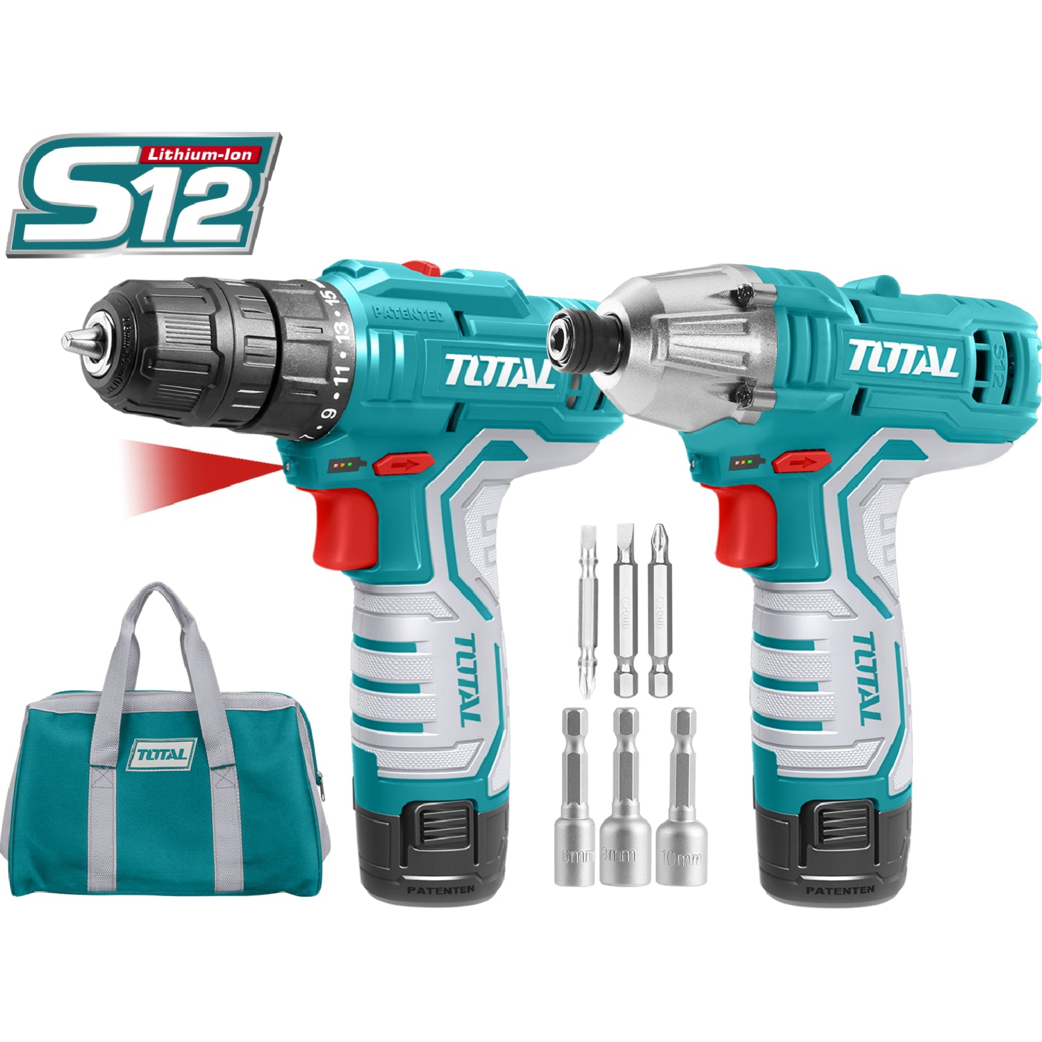 Kit combo inalámbrico de litio drill e impacto 12V