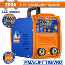 Máquina de Soldar Inverter Heavy Duty. 60% ciclo de trabajo. Pantalla LCD. 200A. 110-120V.TIG.VRD.