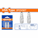 Acoples de aire rápidos 1/4" Tipo Americano. Enchufe tipo macho. Cromado. Set de 2 piezas.