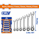 Llaves combinadas Ratchet Cr-V Tamaño: 8mm-17mm. Crmo 90t Set de 6 Piezas.