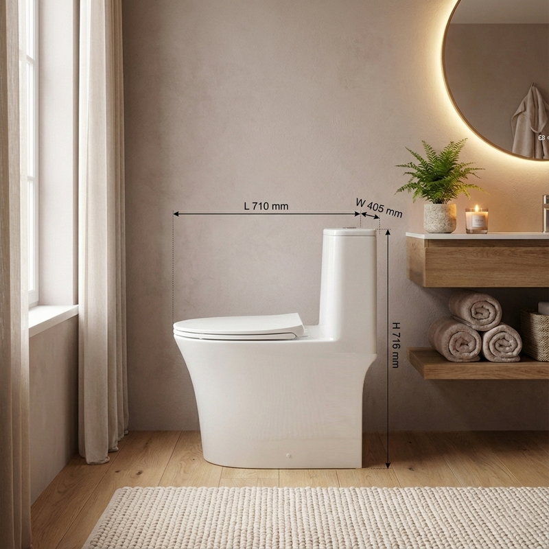 Inodoro WC de Una Pieza Premium Diseño Moderno Minimalista, Alta Calidad y Fácil Limpieza e instalación
