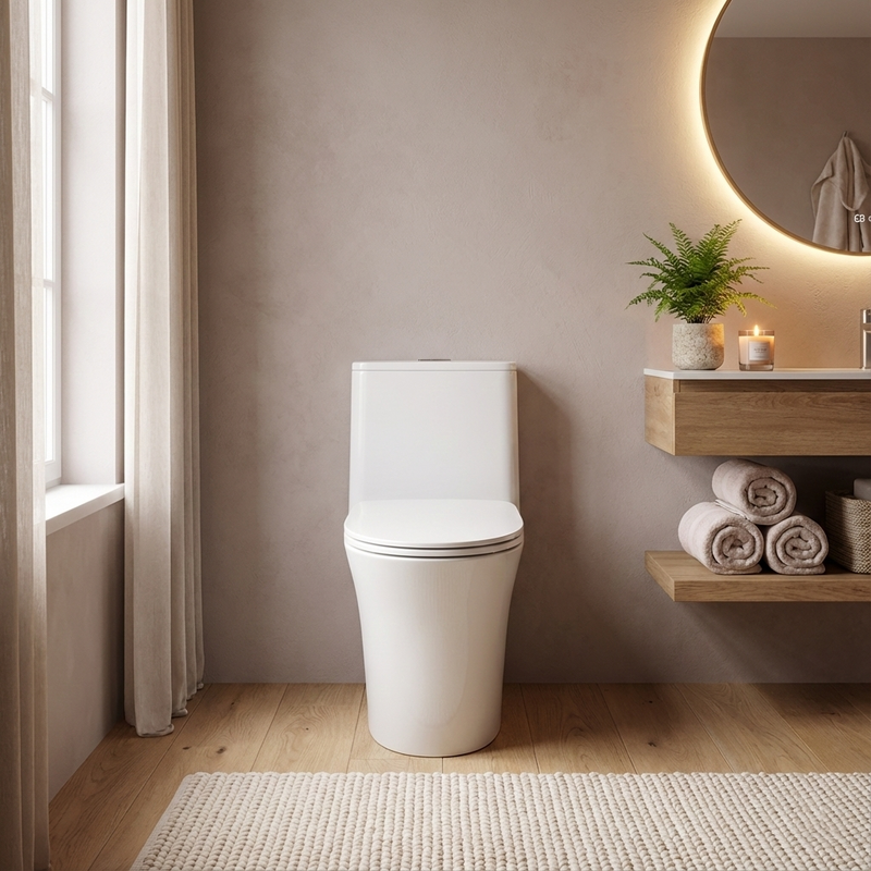 Inodoro WC de Una Pieza Premium Diseño Moderno Minimalista, Alta Calidad y Fácil Limpieza e instalación