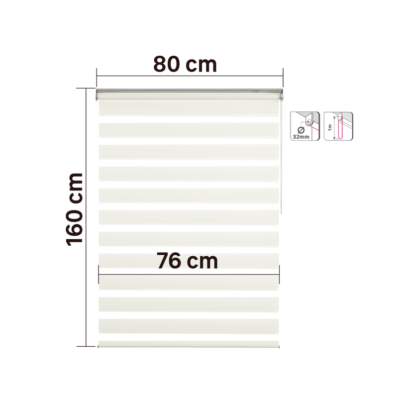 Persiana Roller Enrollable Eclipse BLANCO DUAL 80X160CM INSPIRE (Calidad Profesional)