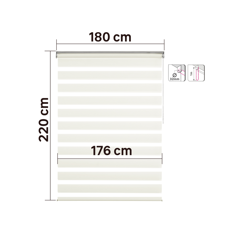 Persiana Roller Enrollable Eclipse BLANCO DUAL 180X220CM INSPIRE (Calidad Profesional)