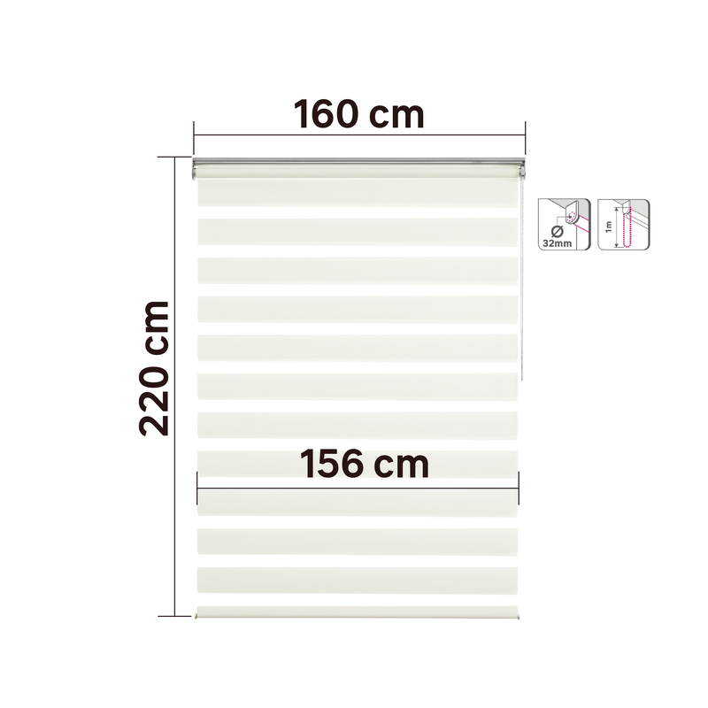 Persiana Roller Enrollable Eclipse BLANCO DUAL 160X220CM INSPIRE (Calidad Profesional)